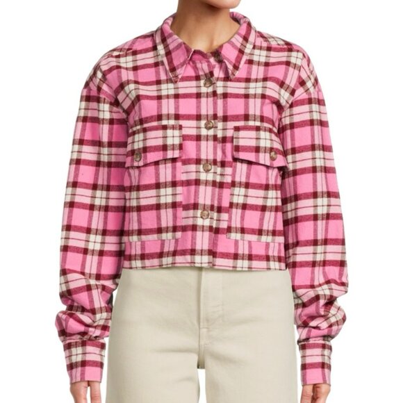 Good American Jackets & Blazers - Good American Cropped Plaid Shacket (NWT)